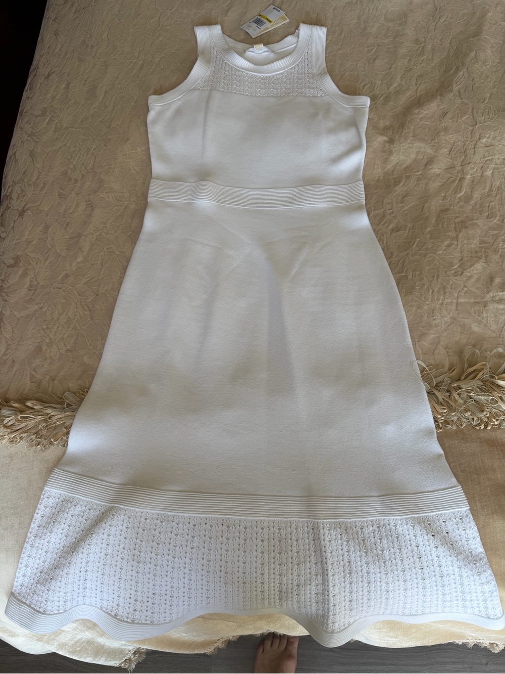 Michael Kors White Sleeveless Knit Dress with Crochet Yoke NWT - Picture 12 of 13